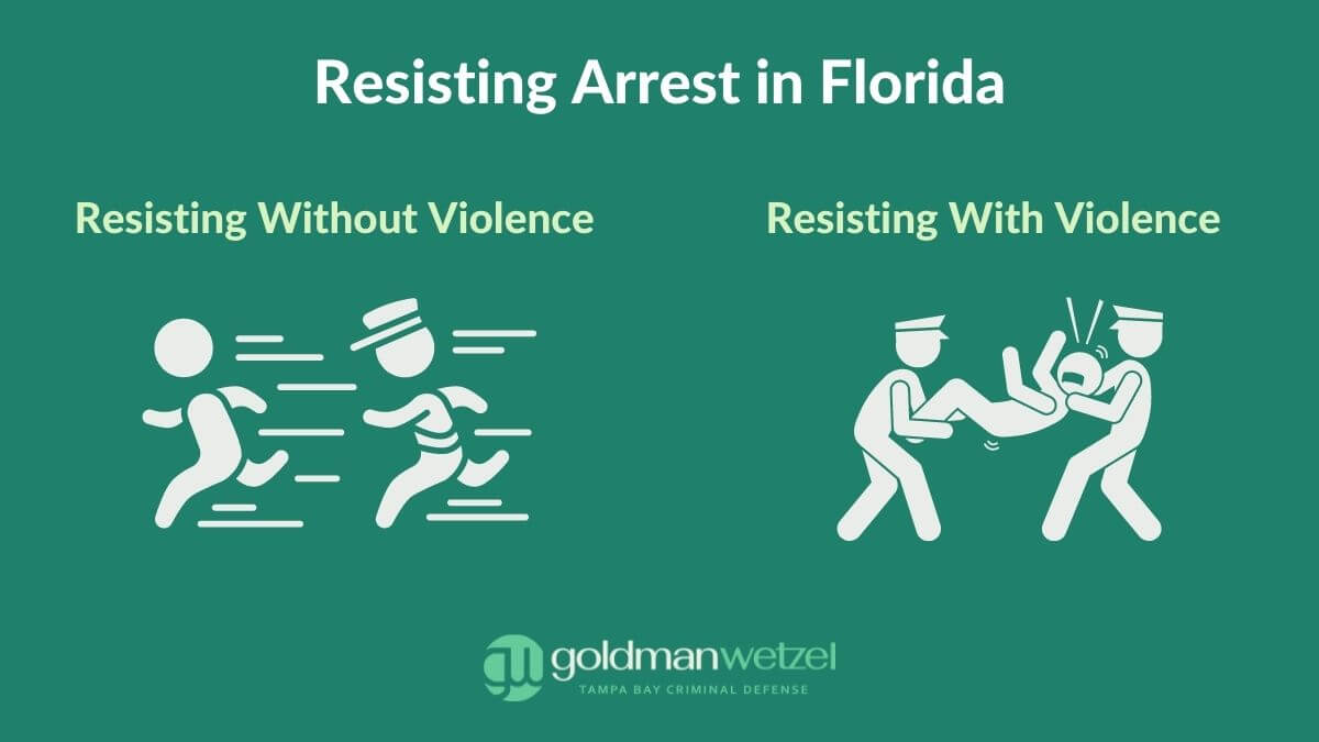 graphic showing the difference between resisting arrest without violence and resisting with violence in Florida